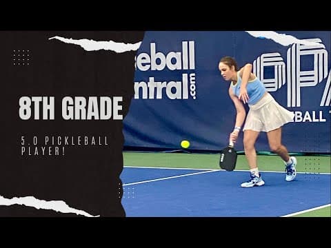 8th grader Emma Nelson 5.0 Pickleball Player playing Women’s Singles at the PPA Tournament!